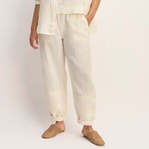 Like new Everlane The Linen Pull-On Barrel Pant European Flax Linen Ivory large